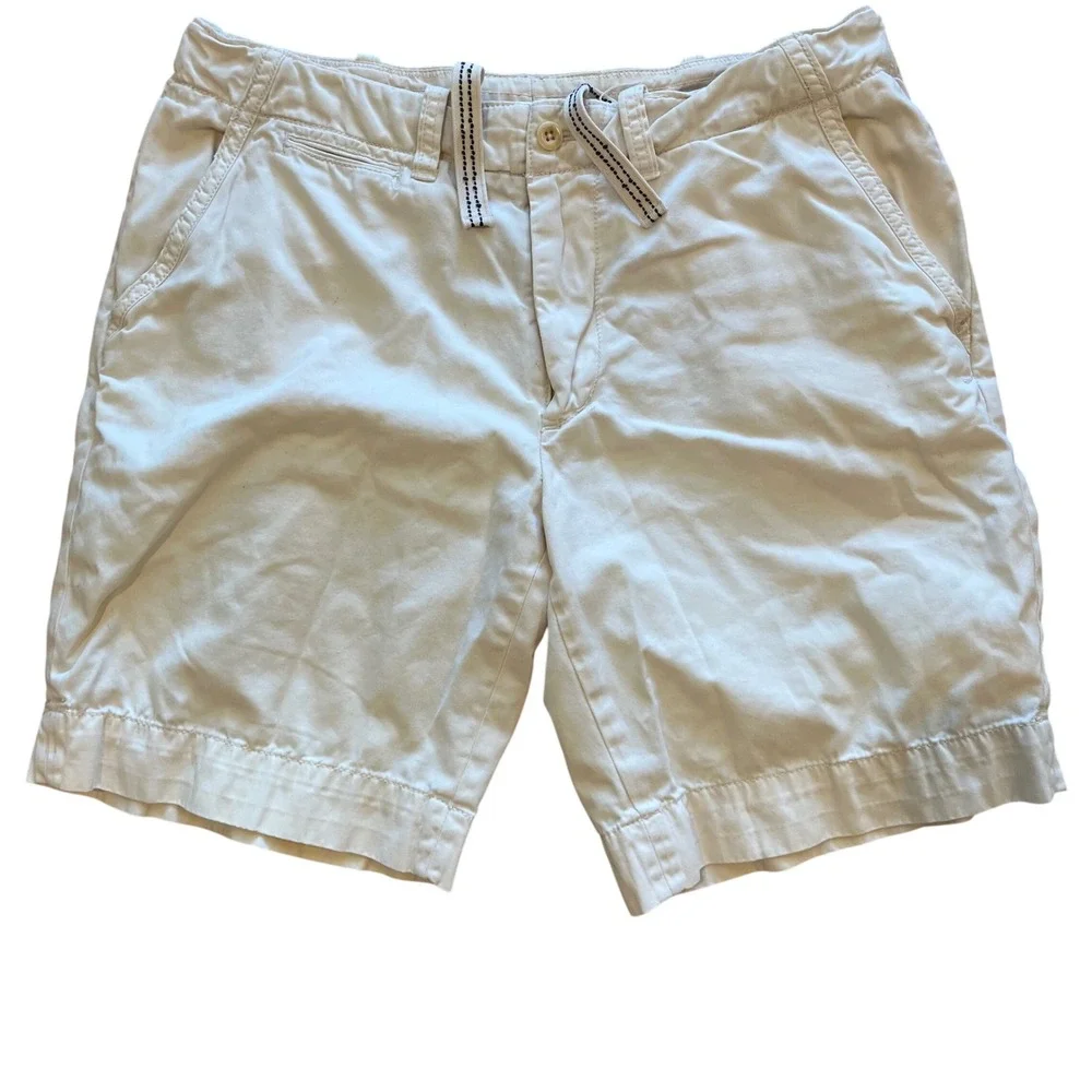 Polo Ralph Lauren Mens Chino Shorts Size 35 Cream Off White Cotton Drawstring 36
